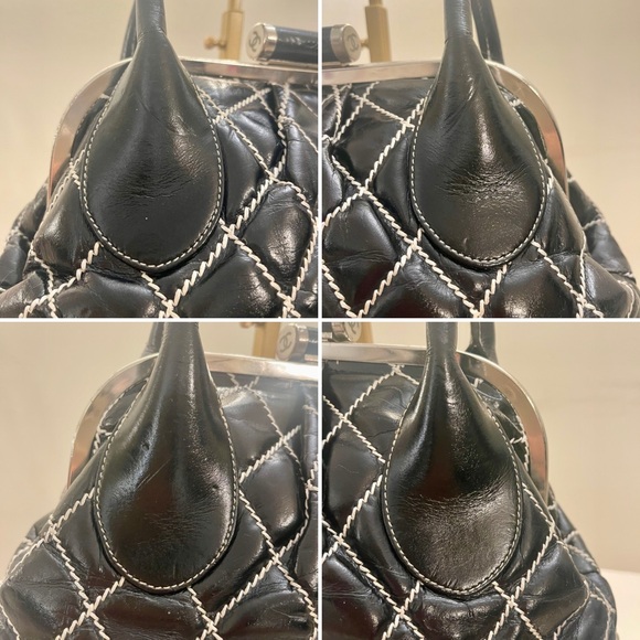 VINTAGE CHANEL Wild Stitch Expandable Zip-Around Frame Bag - Black Calfskin - Picture 6 of 10